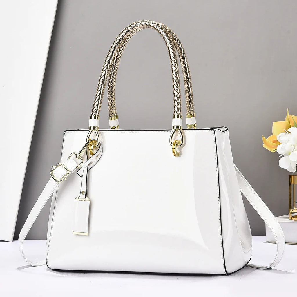 2026 Light Luxury Fashion Lacquer Leather Handbag Large Capacity Ladies Casual Shoulder Crossbody Bag Bright Face Women's Bag