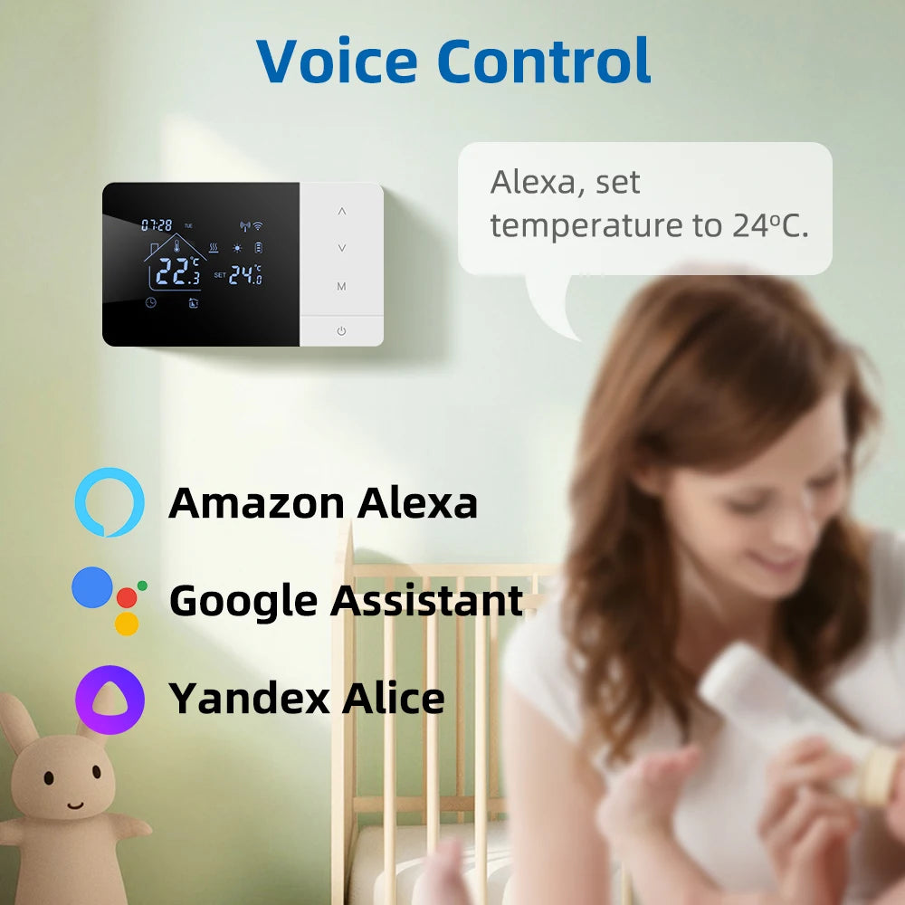 Beok Tuya Battery Heating Thermostat Wifi Heating/Cooling Temperature Controller for Gas Boiler Work with Google Home Alexa