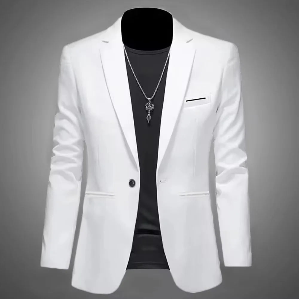Modische Freizeit-Boutique-Sakko für Herren Herbst Casual Business Slim Fit Bügelfrei Ein-Knopf-Anzug Einfarbig Formelle Bluse