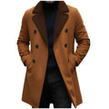 Men Mid Length Overcoat Lapel Full Sleeve Wool Blends Coat Y2k Streetwear Double Breasted Classic Formal Work Autumn Winter 2026
