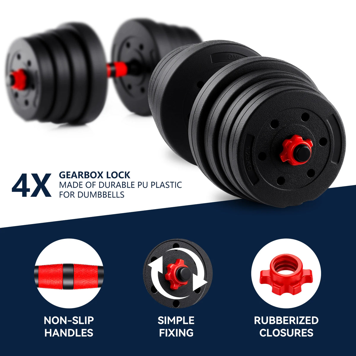 Adjustable 30 kg Dumbbell and Barbell Set for Home Training