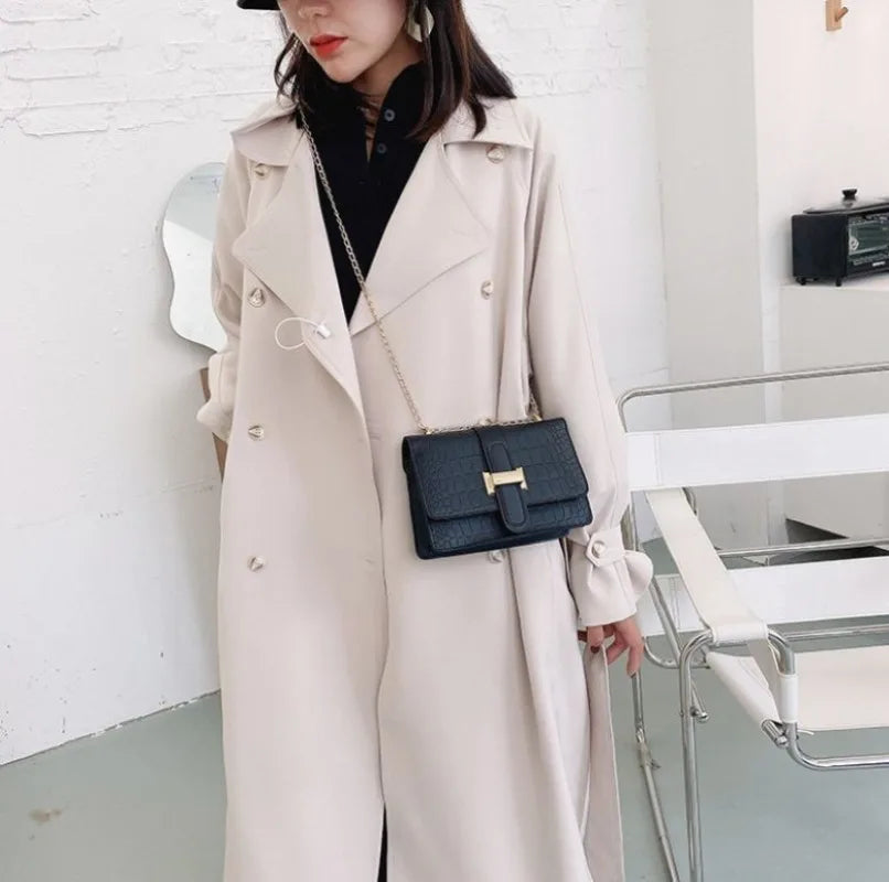 Women Crocodile Pattern PU Leather Square Bag Luxury Gold Chain Crossbody Bag Fashion Shoulder Handbag For Ladies Daily Party