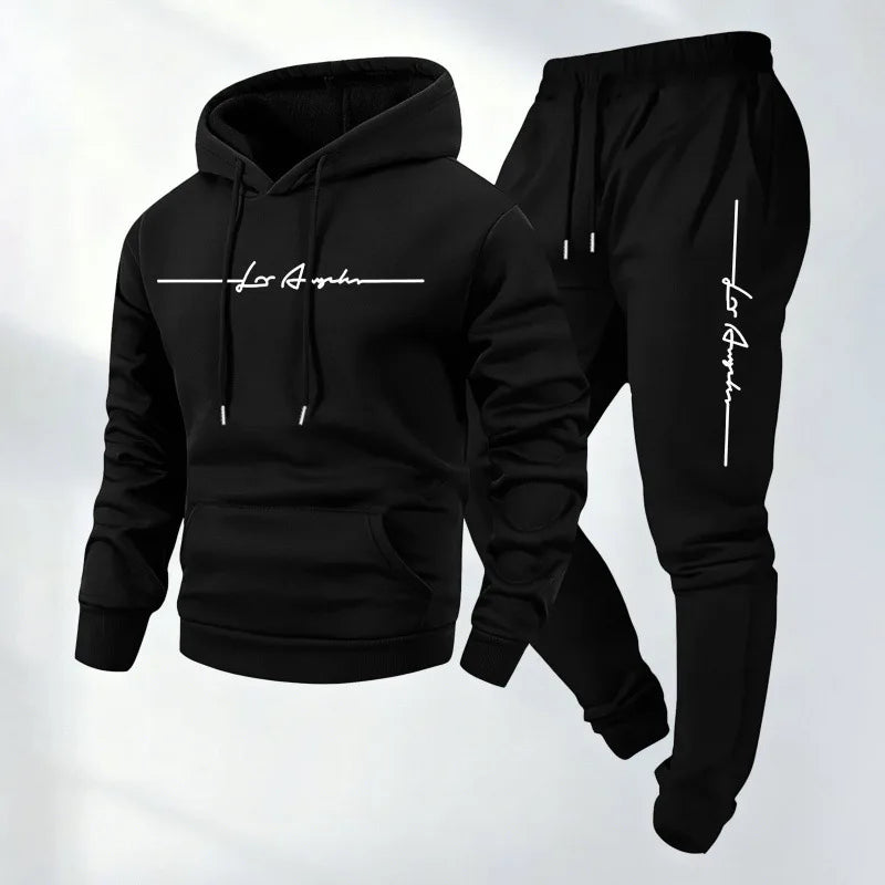 Pants Sets for Men Clothing letter printed sportswear set men's hooded sweatshirt long pants set spring autumn& winter warm suit
