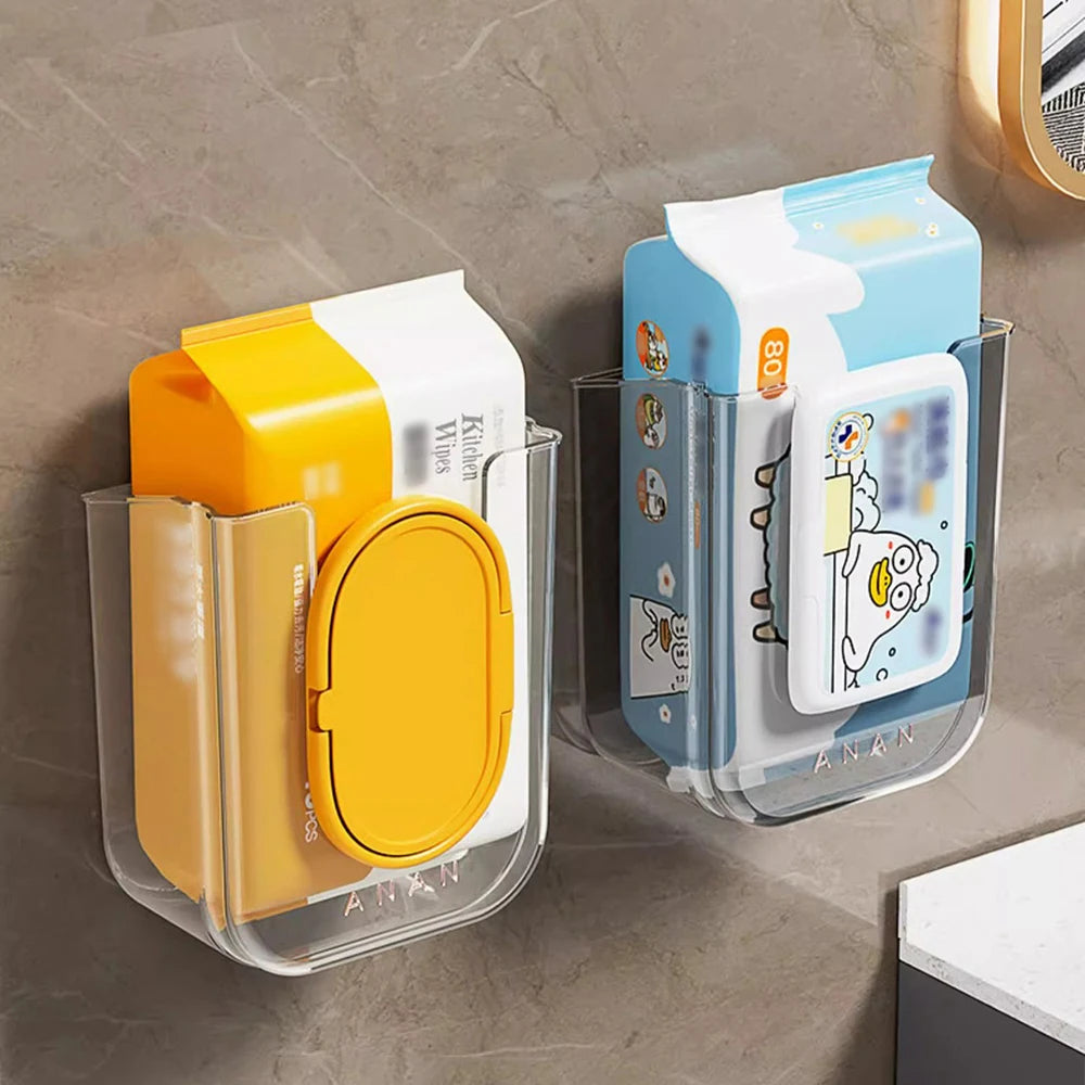 Wandmontierter Feuchttuchspender Selbstklebender Halter Küche Badezimmer Taschentuch-Papierhandtuchbox - Heim-Aufbewahrungsorganizer