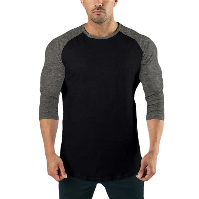 Herren-Sportshirt aus Baumwolle mit Dreiviertelärmeln