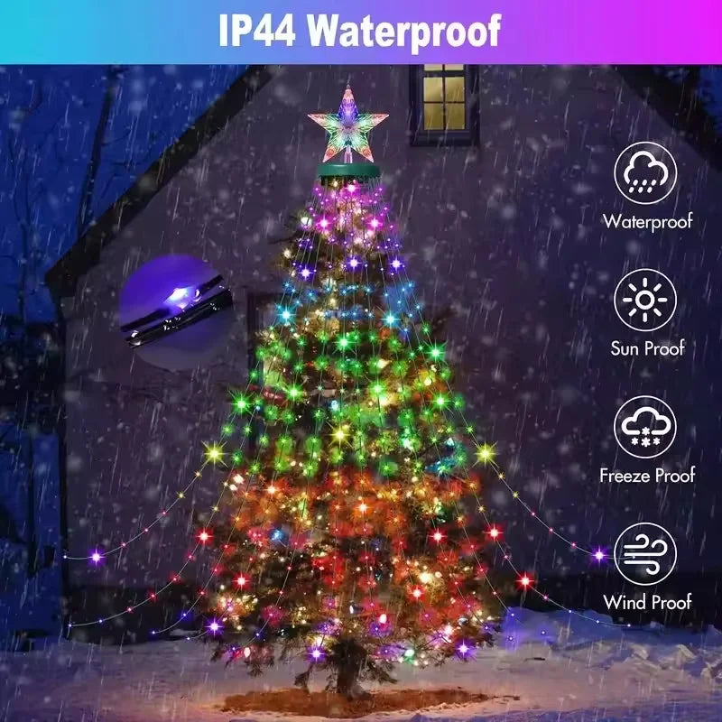  2,1 m lange Weihnachts-Lichterkette mit Bluetooth-App-Fernbedienung, USB-Lichtergirlande für das Schlafzimmer, Weihnachts- und Neujahrsdekoration