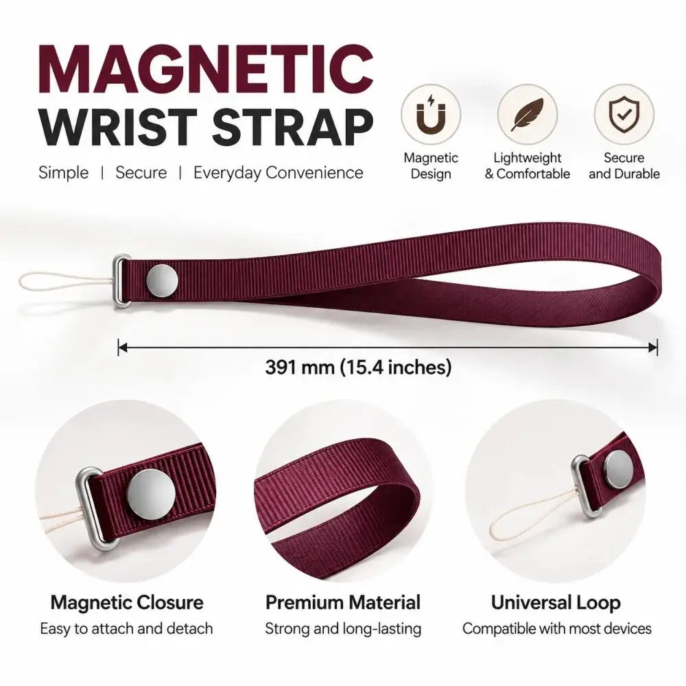 High-quality Tech Nylon Woven Original Universal Magnetic Wrist Strap for iPhone 18/18 Pro Max Duo 17 Pro 16 Rope