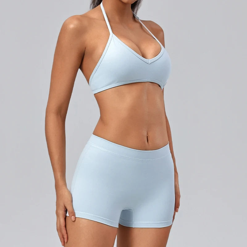 Ensemble yoga femme, 2 pièces, haut et short