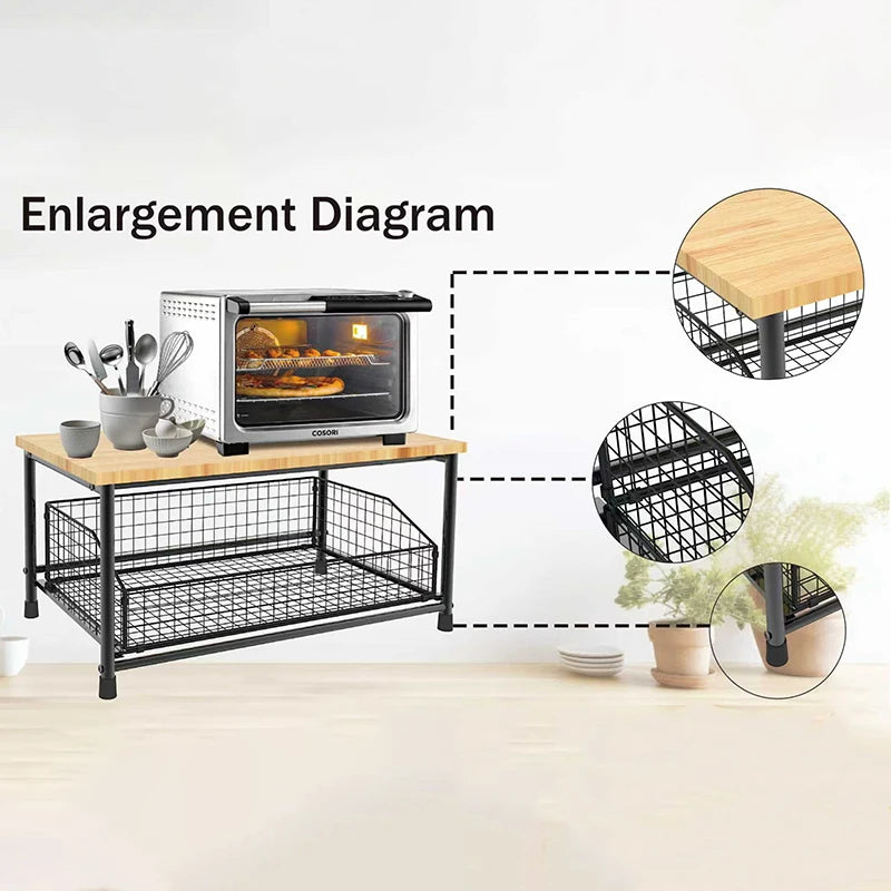 Organisateur de plan de travail de cuisine – Étagère multi-usage pour micro-ondes, épices, machine à café et imprimante