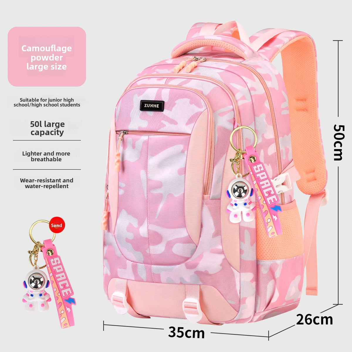 Astronaut pendant Orthopedic Men Laptops Backpack Teenages Camouflage Schoolbag Primary Waterproof Backpacks student School Bags