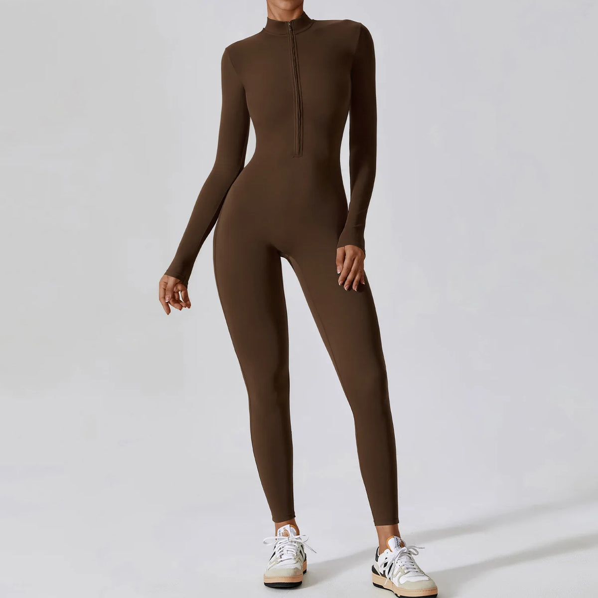 Tuta yoga donna a maniche lunghe con zip