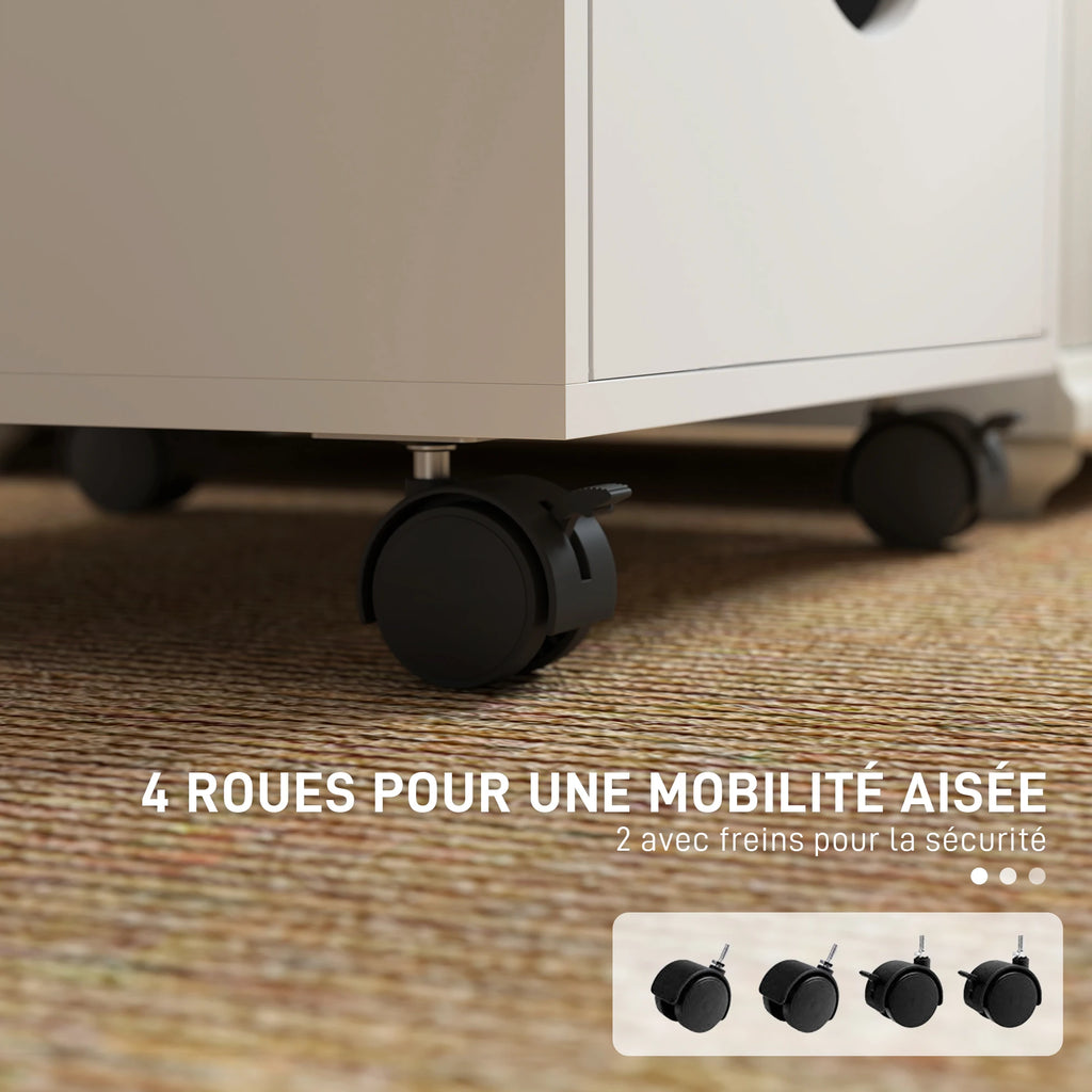 HOMCOM Mobile 5-Drawer Storage Cabinet with Castors