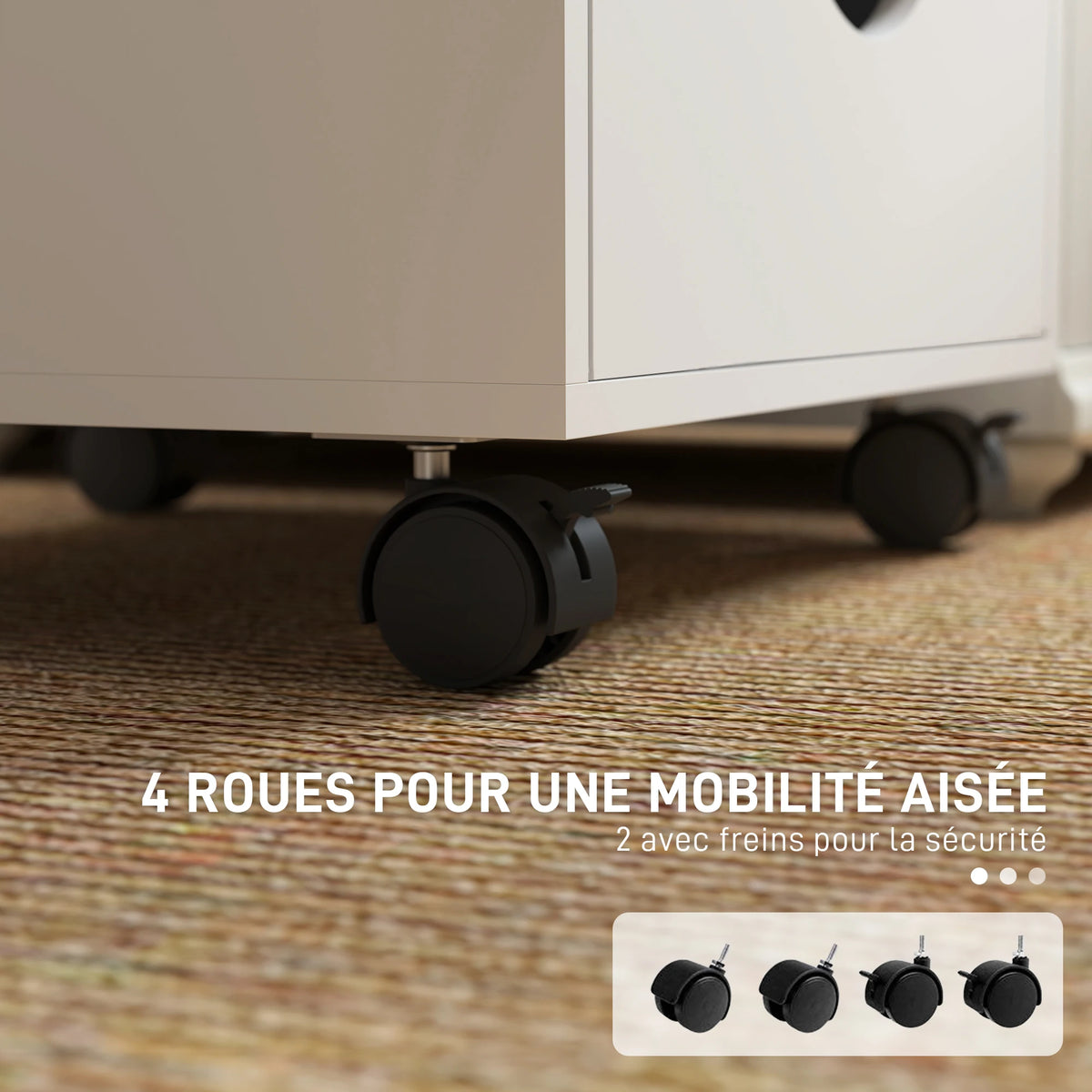 HOMCOM Mobile 5-Drawer Storage Cabinet with Castors