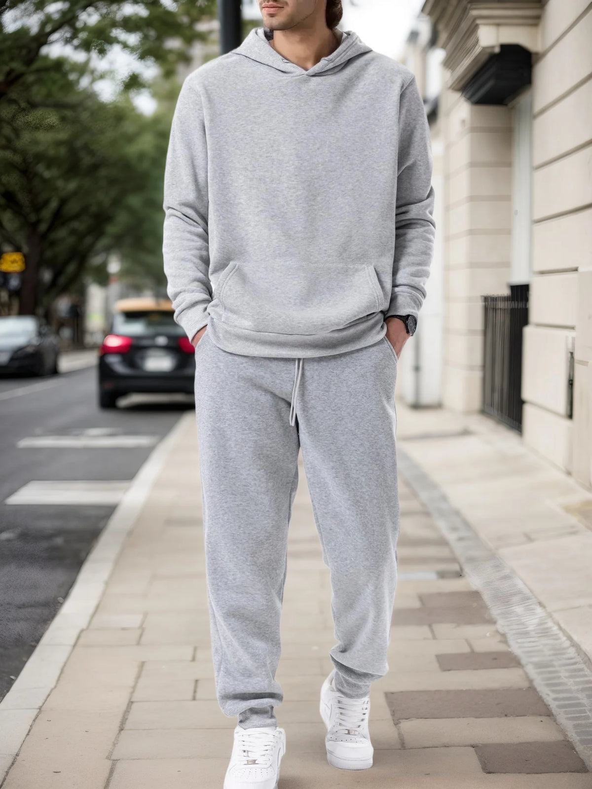 Tuta uomo con felpa e pantaloni in poliestere