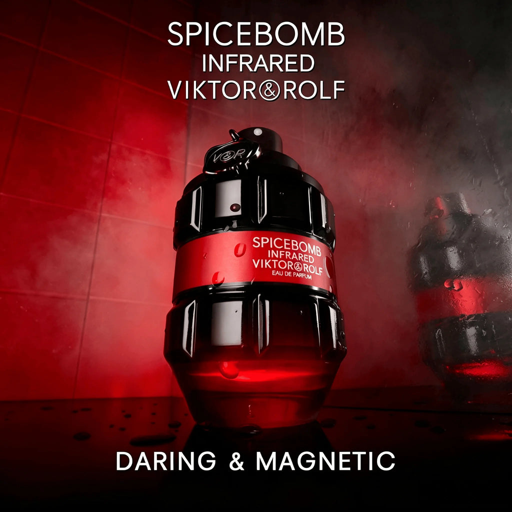 Viktor&Rolf - Spicebomb Infrared Eau de Parfum - Boisé et épicé - Eau de Cologne pour homme - Aux notes de cuir et de cannelle - 3 fl oz