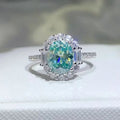 Anello in argento 925 con moissanite verde Paraiba