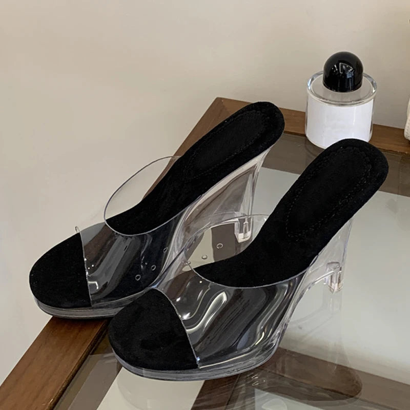 Mules donna Liyke trasparenti con zeppa sagomata