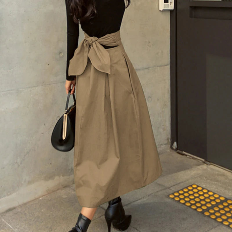 Gonna lunga donna a linea A e vita alta — immagine 5