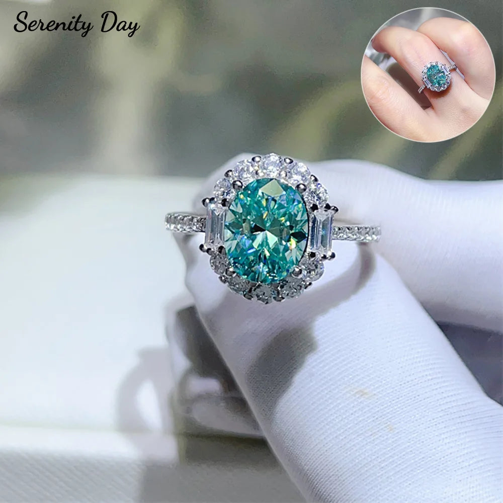 Anello in argento 925 con moissanite verde Paraiba