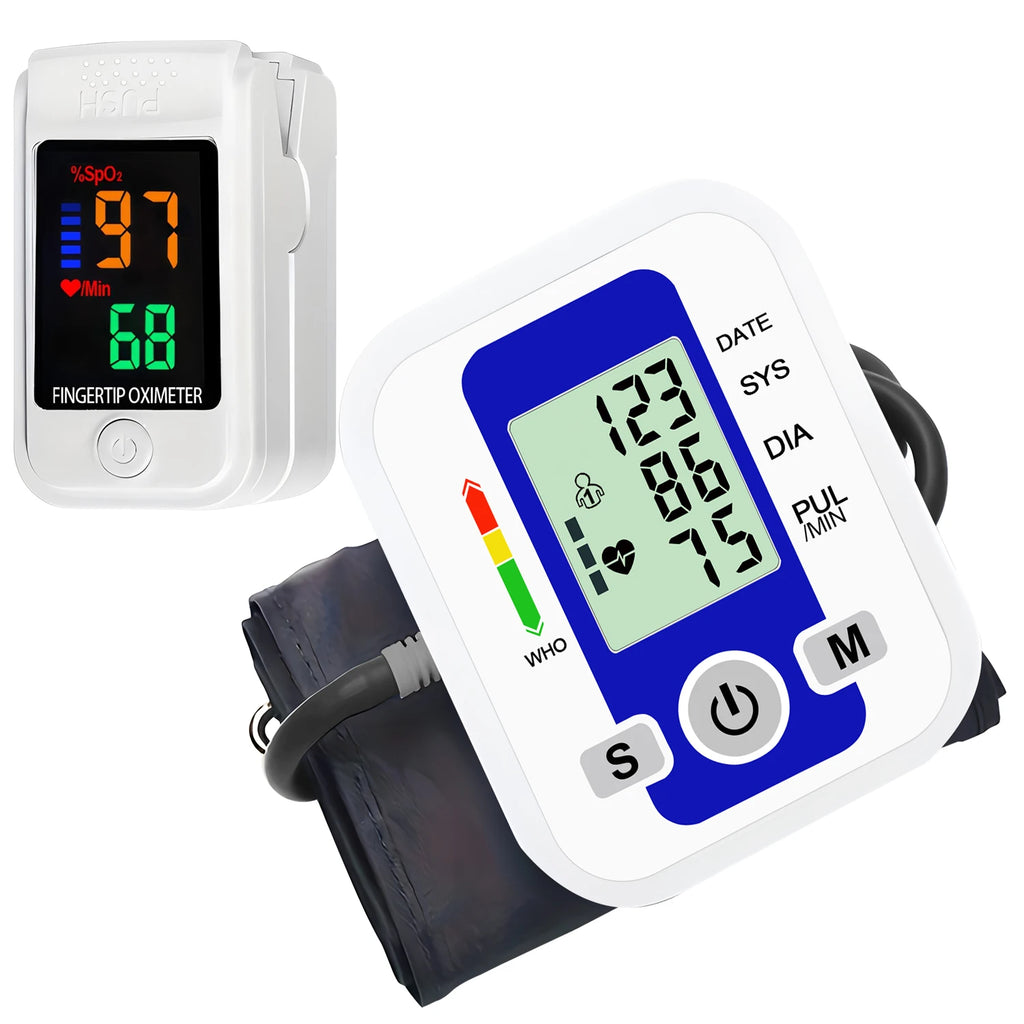 Blood Pressure Monitor Upper Arm Smart Automatic Sphygmomanometer Or Heart Rate Pulse Meter Oximeter Finger Clip Pulse Oximeter