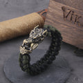 Bracelet Viking Loup Rock pour homme, cordon fait main avec perle tête de loup, bijoux punk et biker, ne ternit jamais
