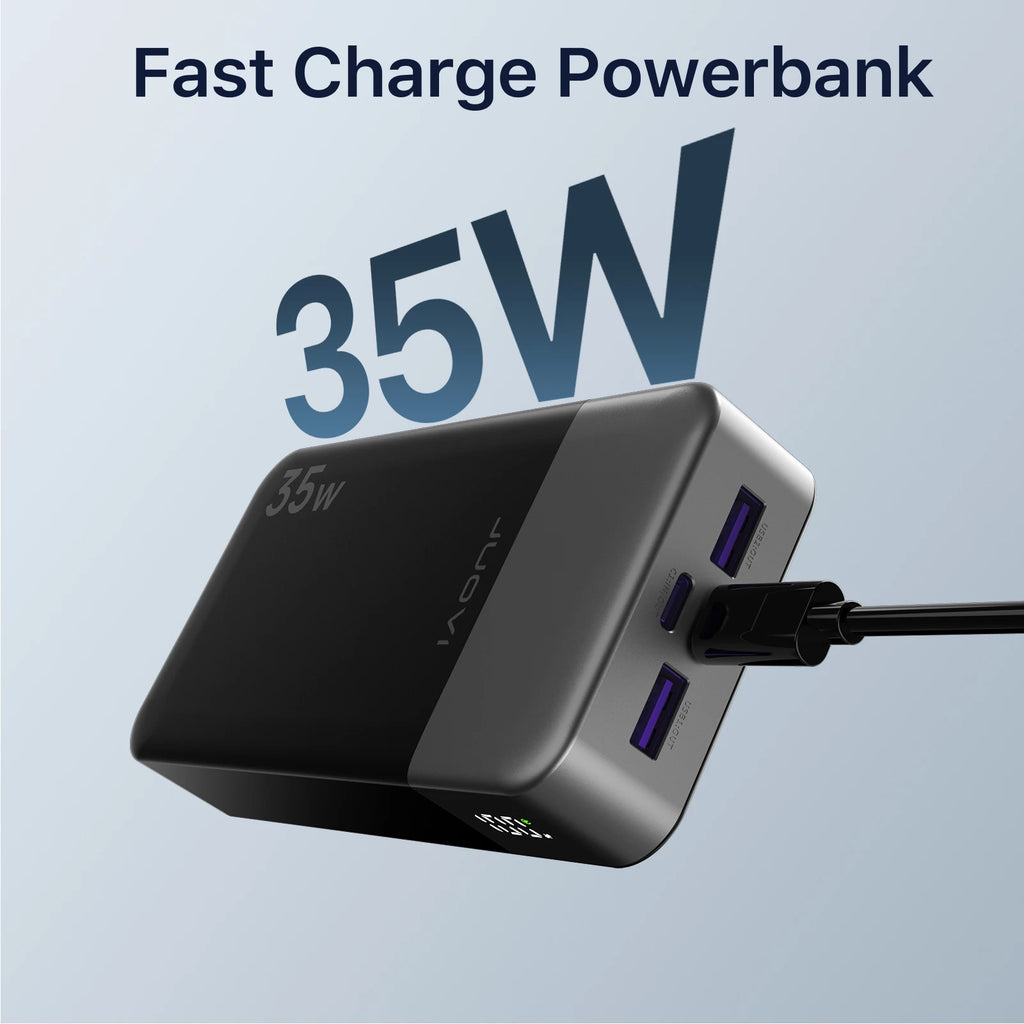 Batterie externe JUOVI 20 000 mAh, chargeur portable 35 W PD 3.0 QC 4.0 à charge rapide avec écran LED, batterie de voyage pour téléphone