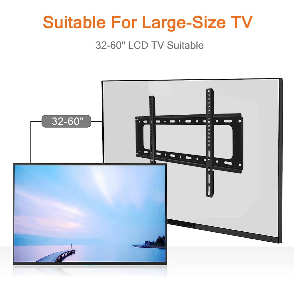 Support mural pour téléviseur 32-60 pouces, cadre universel pour écran plat, support TV réglable avec niveau à bulle pour moniteur LCD LED