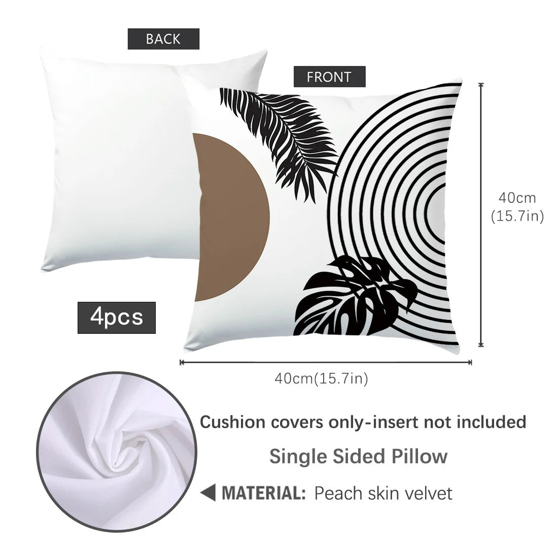 Housse de coussin à motif géométrique moderne et imprimé feuilles en polyester, taie d'oreiller décorative pour canapé, coussin de tête de lit