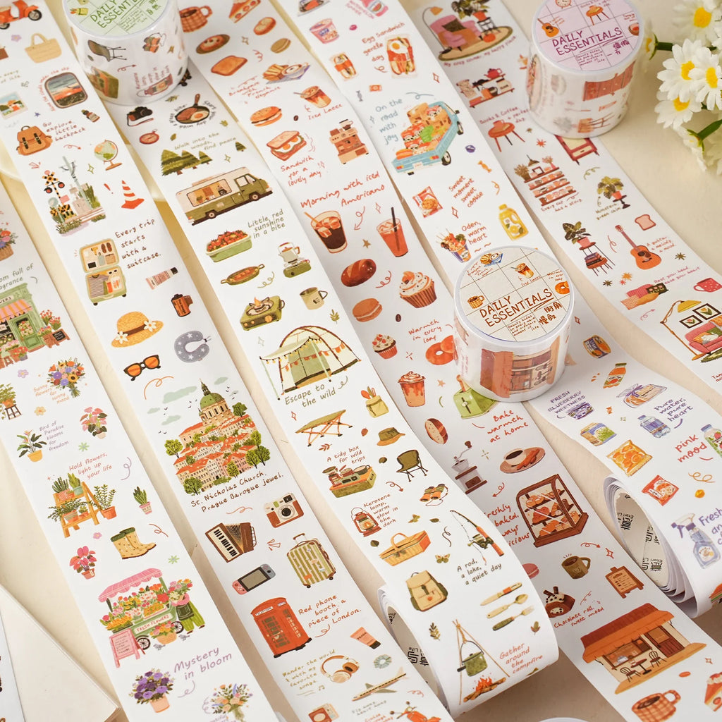 200cm/roll INS Coffee Bread Cafe Themed Masking Tape Decorative Label Stickers for Journal Scrapbooking Diary Album Stationery