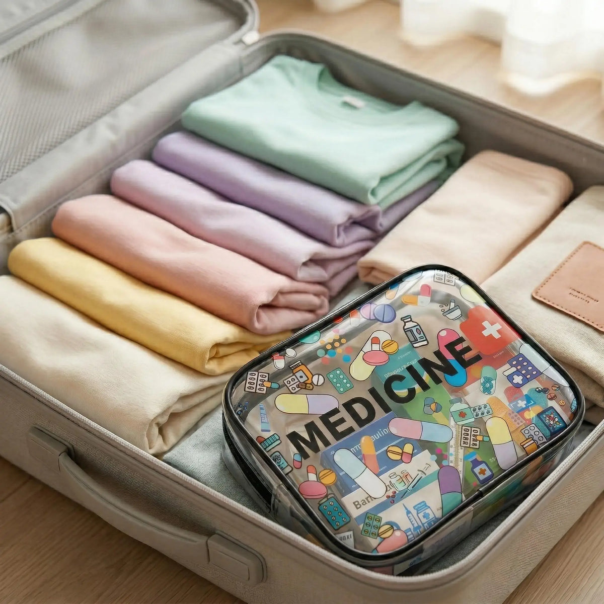 1 Stück transparente PVC-Reiseapotheke, wasserdichter Erste-Hilfe-Beutel, transparenter Kosmetik-Organizer mit Reißverschluss, Kulturbeutel für Damen