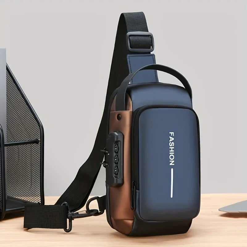 Oxford-Style Men’s Sling Bag with Phone Pocket