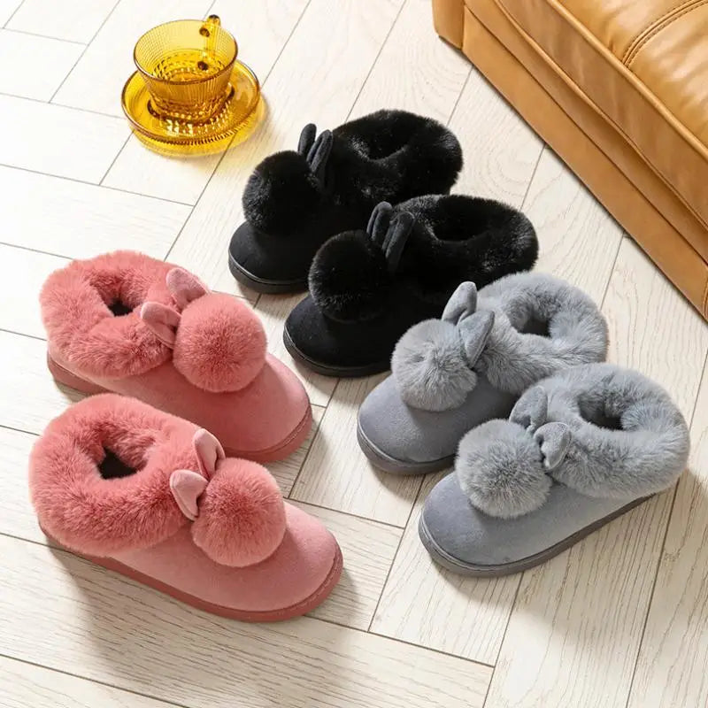 Zapatillas planas mullidas de mujer, zapatos de diseño de lujo, botas informales de invierno hasta el tobillo, elegantes sandalias de pelo suave para estar en casa