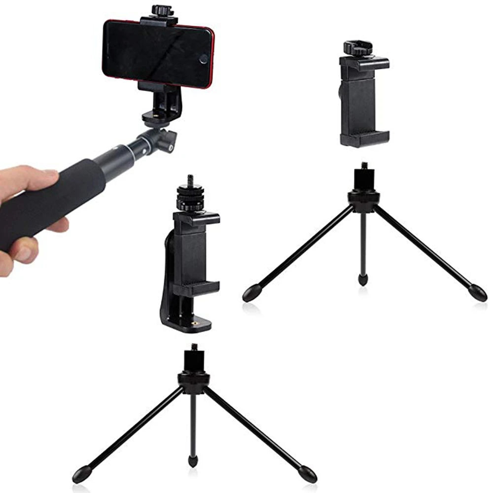 Foto-Vlog-Zubehör, tragbare Stativhalterung mit Handyclip für alle Smartphones und Stative, Büro-Schreibtisch und Live-Übertragung