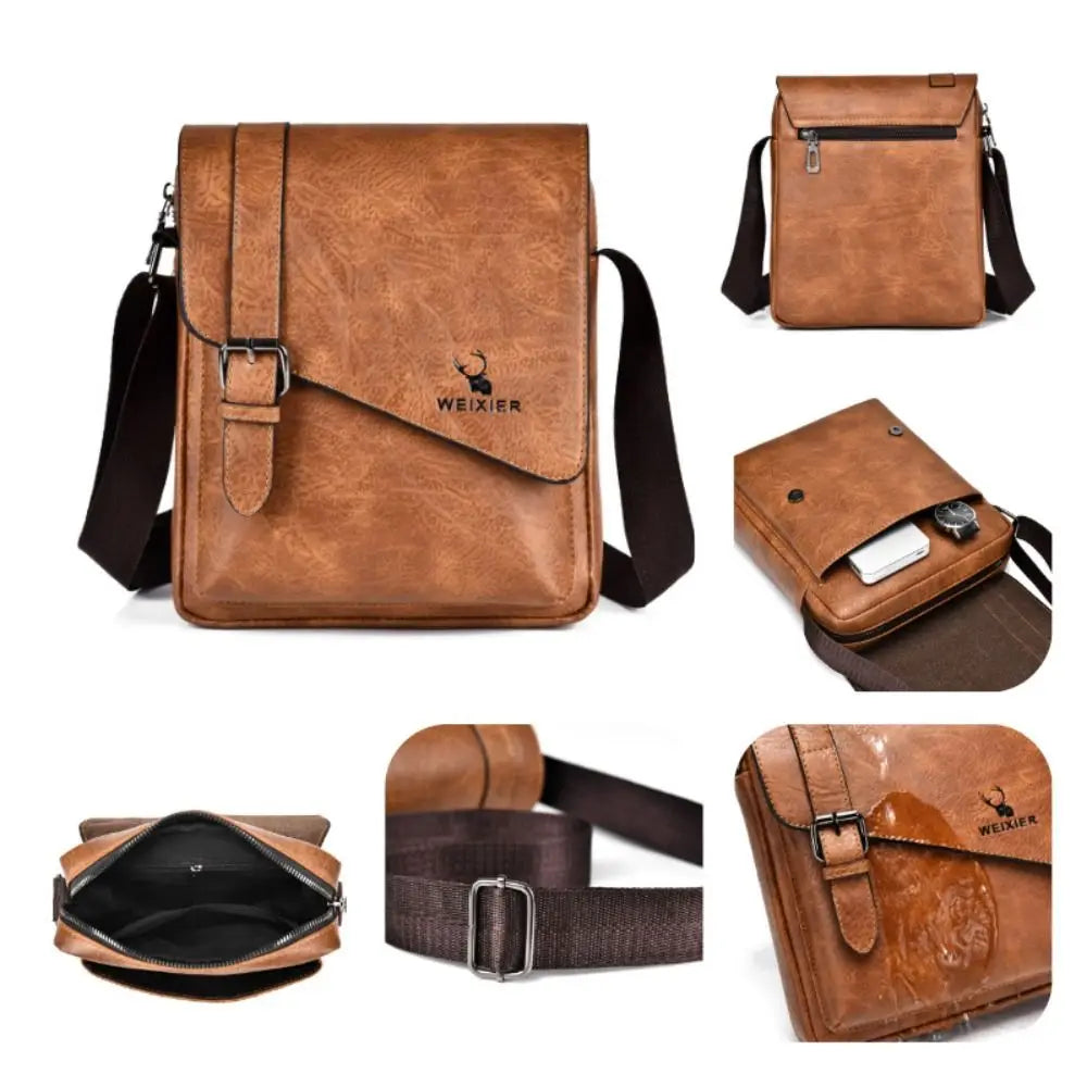 PU Leather Messenger Bag with Adjustable Strap