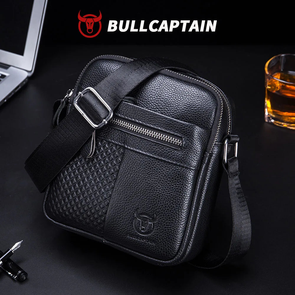 BULLCAPTAIN Genuine Leather Messenger Bag