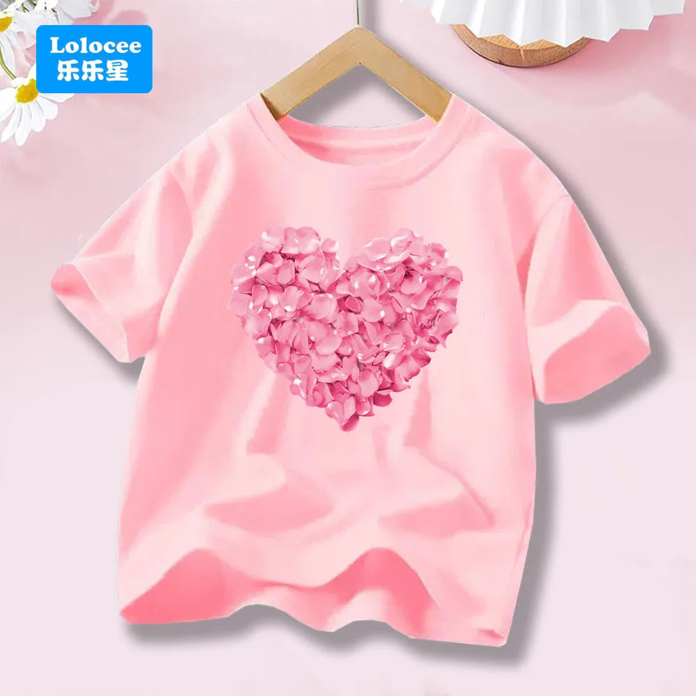 Girls’ Cat-Print Short-Sleeve T-Shirt