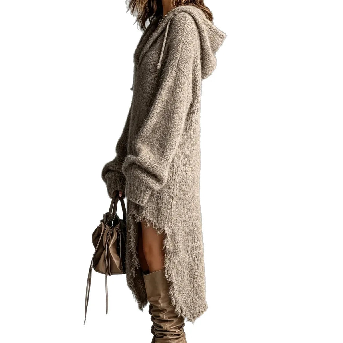 Abito midi donna con cappuccio e maniche lunghe — immagine 4
