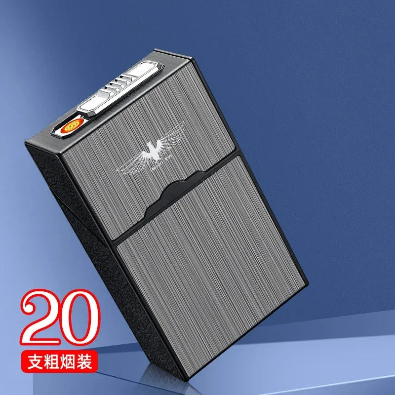 Rechargeable lighter and cigarette box in one, 20-pack thick cigarette box, pressure-resistant and moisture-proof, a must-have gift