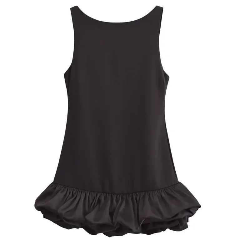 Mini abito da donna senza maniche con schiena scoperta
