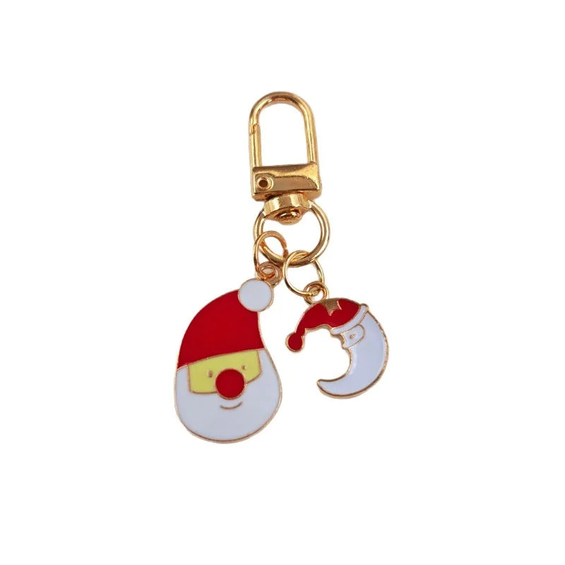 Christmas keychain, Christmas tree, old man, bell, snowflake pendant, metal pendant, small gift, Europe and America.