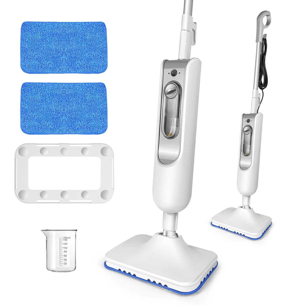 Mopa vaporizadora White Home 1500 W, vaporizador de suelos de 2 velocidades con mango extraíble para baldosas y madera