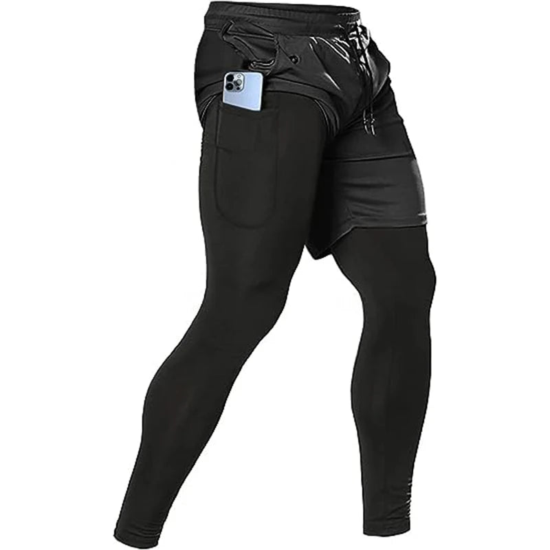 Pantaloni sportivi uomo 2 in 1 con coulisse