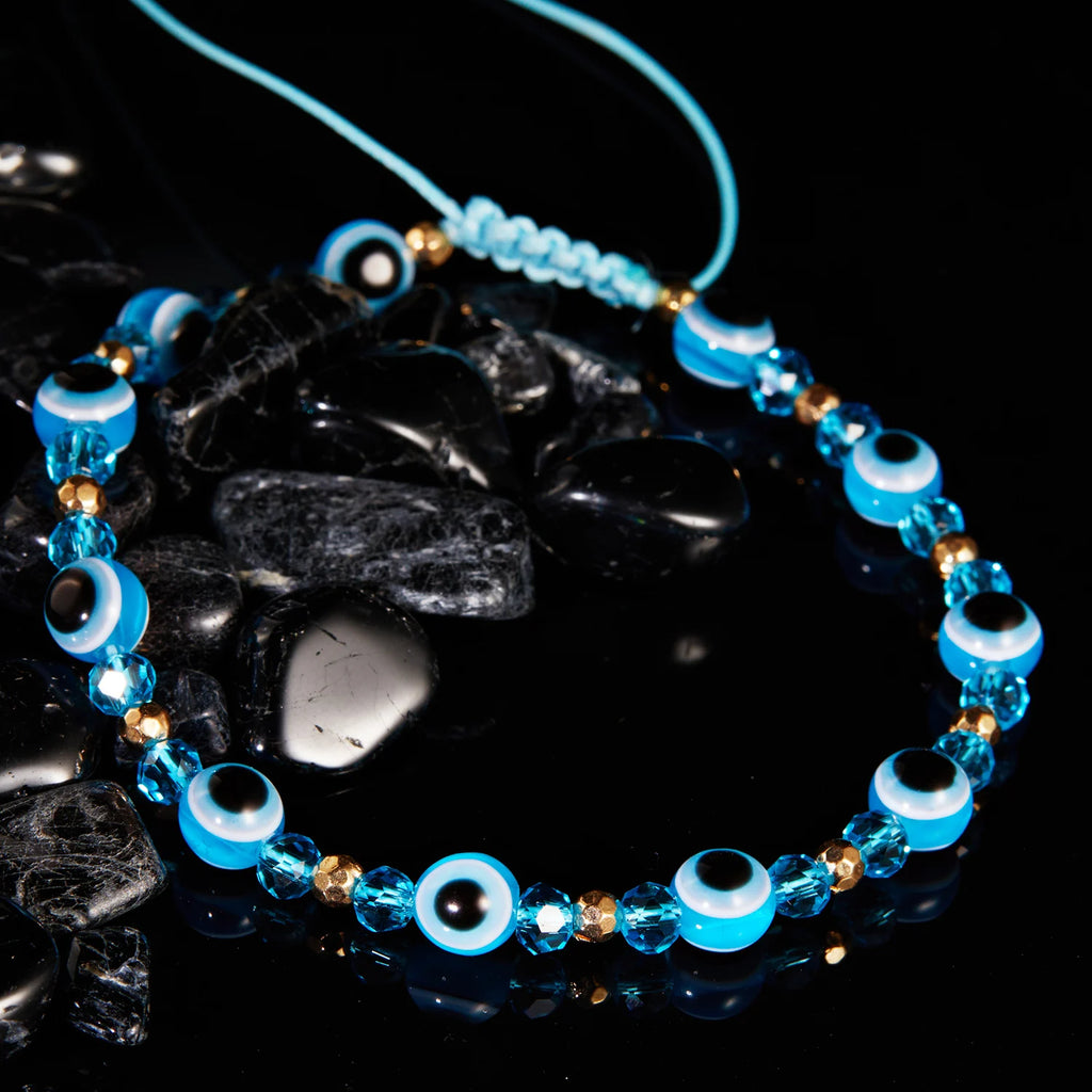 Bracelet turc contre le mauvais œil, perles de cristal colorées, pour homme et femme, fait main avec corde tressée, bijou porte-bonheur