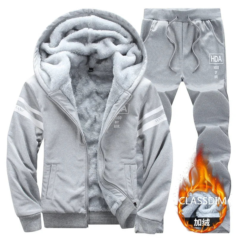 Men's Winter Sets 8XL Tracksuits Hoodies Casual Hooded Warm Sweatshirts Thicker Fleece Jackets Pants 2-Piece Men's Sweatshirts