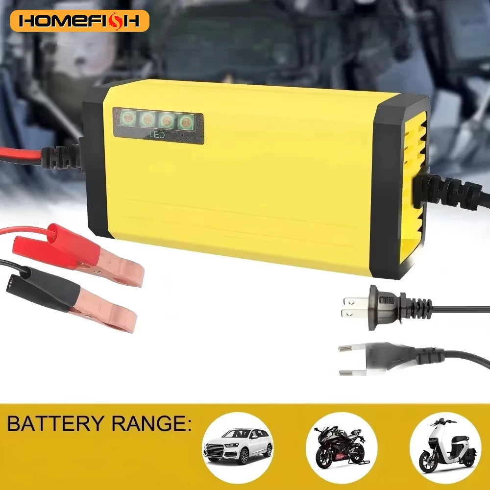 Cargador de batería para coche 12 V 2 A, 220 V, con reparación por pulsos, para baterías de plomo-ácido húmedas y secas, con pantalla LED, para motos y camiones