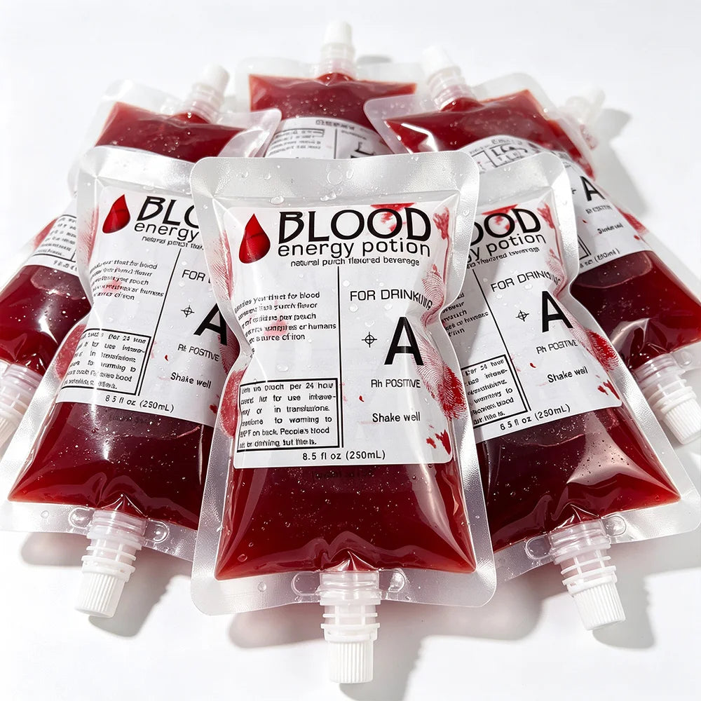 10–50 Stück Halloween-Blutbeutel, 250 ml, wiederverwendbare Trinkbeutel für Halloween-Partys, Cosplay und Dekorationen ﻿