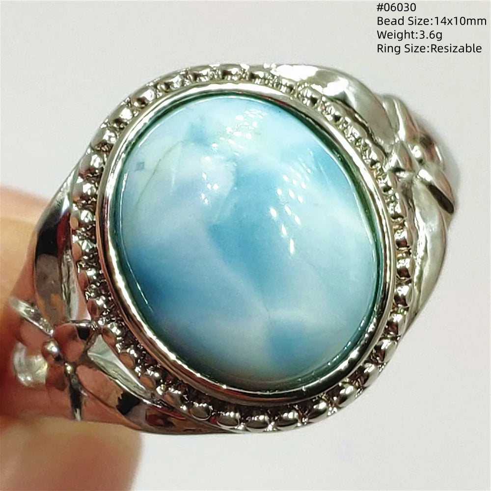 Anello regolabile in argento 925 con larimar