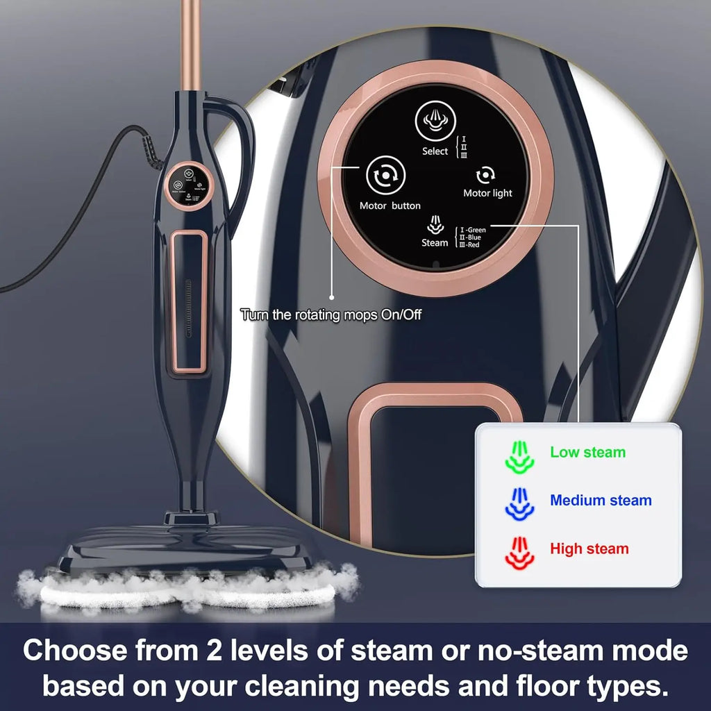 VM6 Steam Mop Cleaner 1300W Power High Temperature with Rotating Mop Pad 10 in 1 Lightweight for Home Kitchen Vacuum Steam Clean