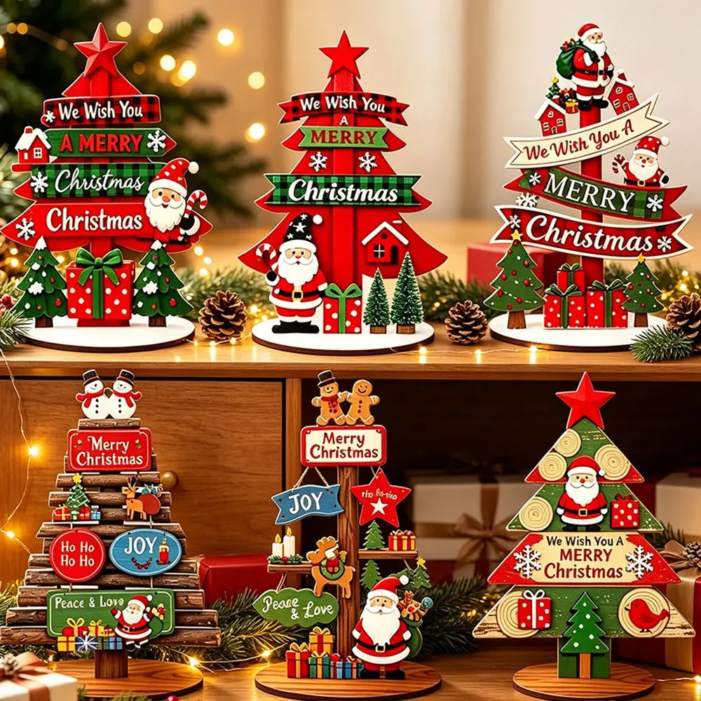 Runt 1pc Mini Wooden Christmas Tree,Merry Christmas Decor for Home,Xmas Gifts ,Navidad 2026 ,New Year Table Decor