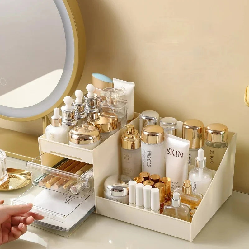 Transparente Tisch-Kosmetikaufbewahrungsbox mit Schubladen, mehrstöckiger Kosmetik-Organizer für Beauty-Produkte und Hautpflegeartikel